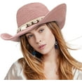 thumbnail image 3 of Dalrosia Straw Cowboy Hat for Women Men Girls Roll up Wide Brim Western Cowgirl Summer Beach Sun Hats, 3 of 6