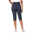 thumbnail image 3 of Roamans Women's Plus Size Pull-On Button-Detail Stretch Capri Jean, 3 of 4