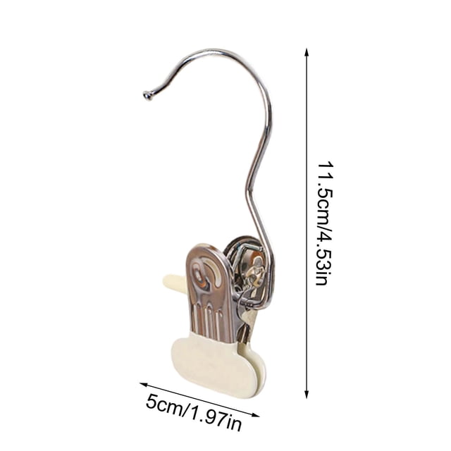 Stainless Steel Hanging Hooks With 360 Degree Rotating Clips For Pants Hats Towels Laundry Storage Space Saving
