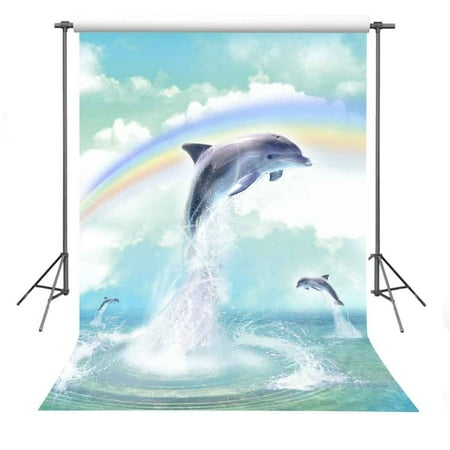 Image of 5x7ft Photo Backdrop Dolphin and Rainbow Photography Background Children Portrait Shooting Props