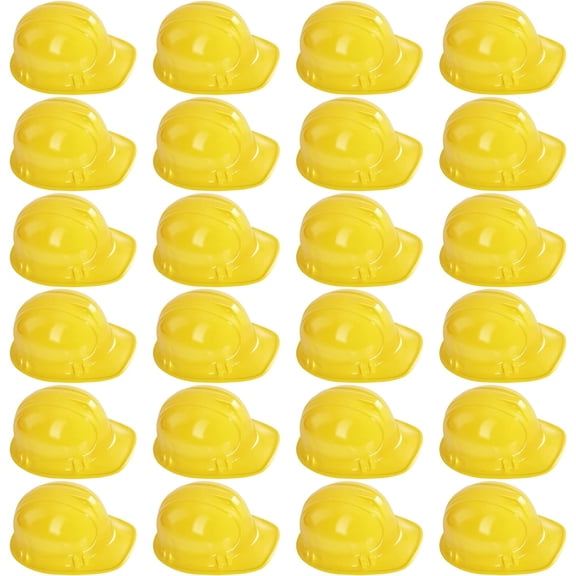 24 Pack Yellow Construction Hats for Kids,Soft Plastic Childrens Hard Hat,Construction Party Hats Toy for Kids Dress Up Construction Theme Birthday Party Supplies