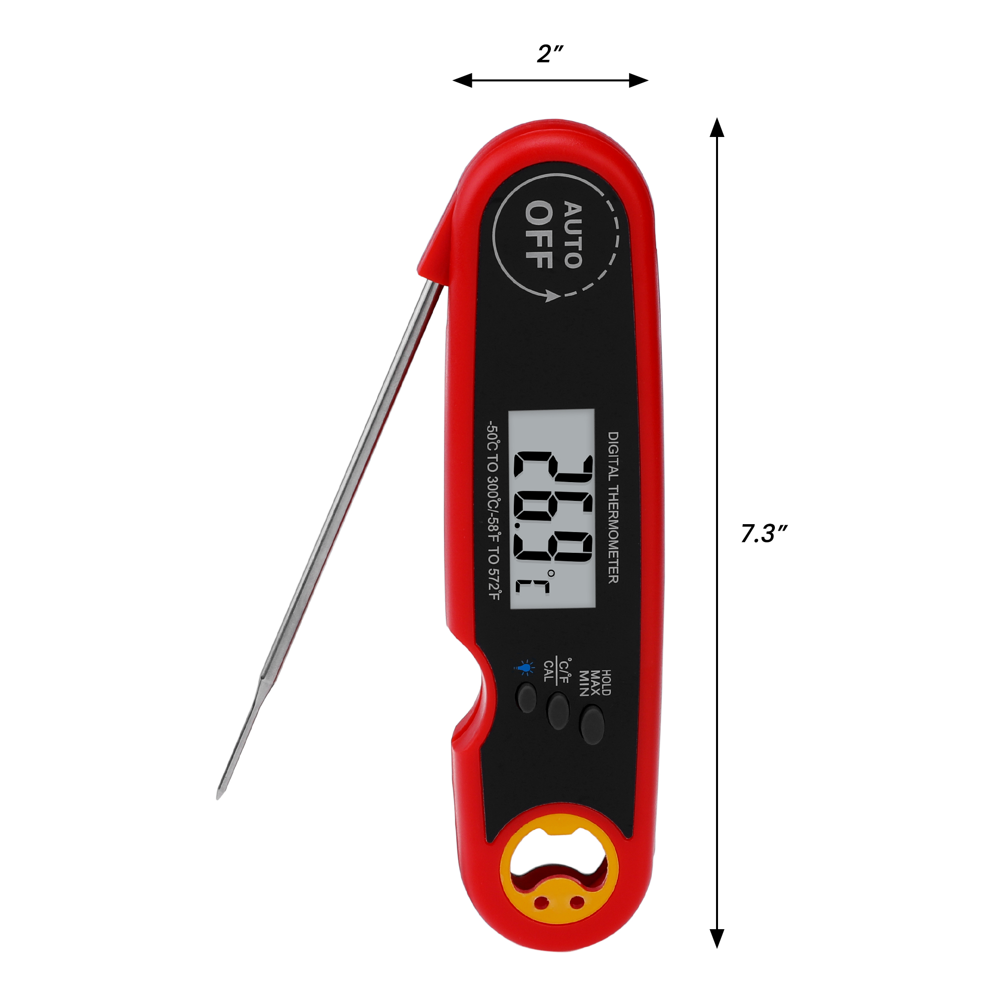 Unique Bargains Strong Plastic Digital Meat Thermometer Red 7.3x2x1 in