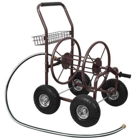 Metal Hose Reel Cart Heavy Duty 250 Ft Capacity with Wheels