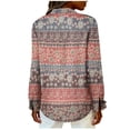 thumbnail image 6 of YUGYXL Women's Button Down Shirts Long Sleeve Trendy Printed Blouses Casual Loose Lapel Collar Tops Fall Fashion Outfit Red Sweatshirt M, 6 of 6