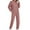 Pink, variant on Kaemgyyd Women's Two Piece Pajamas Set Casual Long Sleeve Hooded Pockets Pullover with Long Pants Solid Color Loungewear Sleepwear