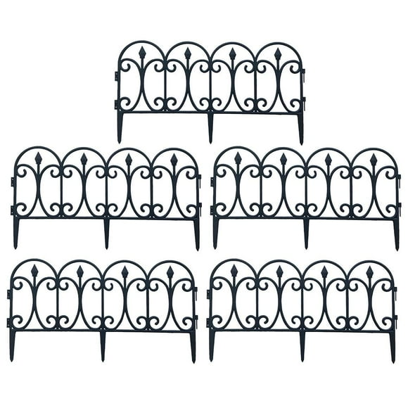 5PCS Garden Plastic Rail Fence Detachable Garden Fence Protective Guard Edging Border Decoration for Outdoor Lawn Patio