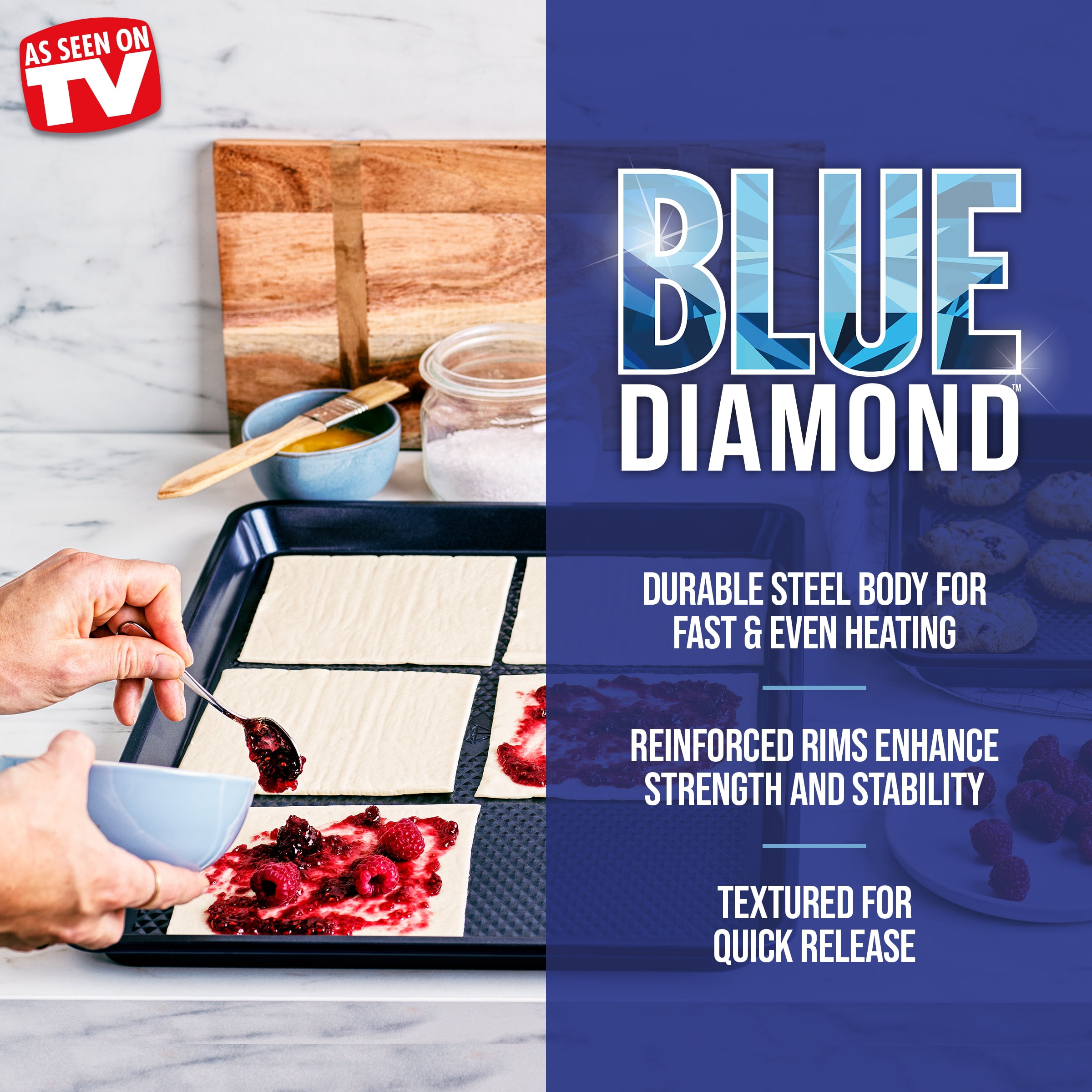 Blue Diamond Cookware Bakeware Nonstick Cookie Sheet Set 2 Piece