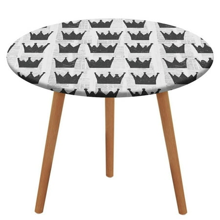 

ZHANGS Elegant Newspaper Crown 132 Round Table Cover Stain-Resistant Fitted Tablecloth Oil-Proof Wipeable Elastic Table Cover Waterproof Table Cloth for Halloween Thanksgiving Christmas