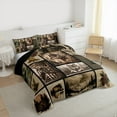thumbnail image 3 of Manfei Hunting Wolf Animal Full Size Comforter Sets, Rustic Farmhouse Bedding Comforter Set, Brown Plaid Bedding Sets, Super Cozy Room Decor Reversible 3pcs, 3 of 8
