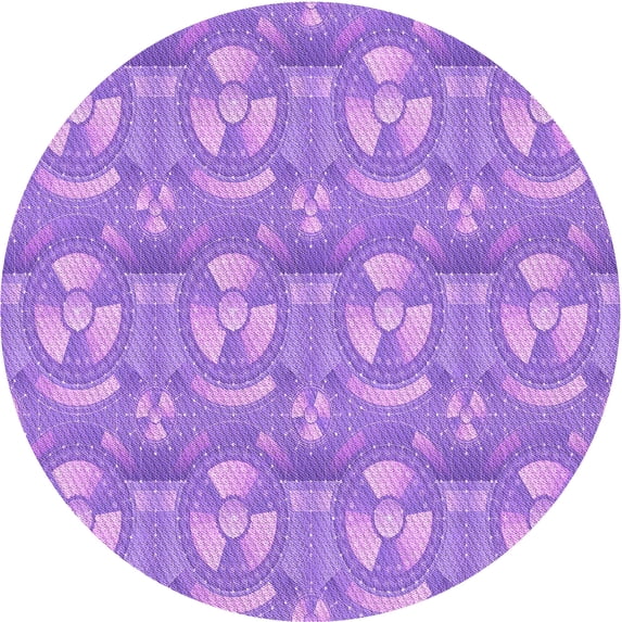 Ahgly Company Machine Washable Indoor Round Transitional Violet Purple Area Rugs, 4' Round
