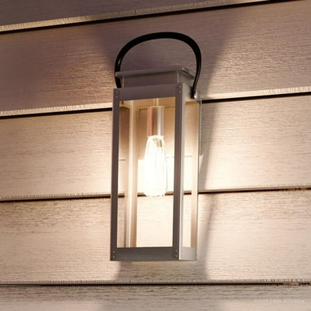 

Urban Ambiance Luxury Coastal Outdoor Wall Light Size: 15-7/8 H x 6-1/2 W with Farmhouse Style Elements Stainless Steel Finish and Clear Flat Shade UHP1130