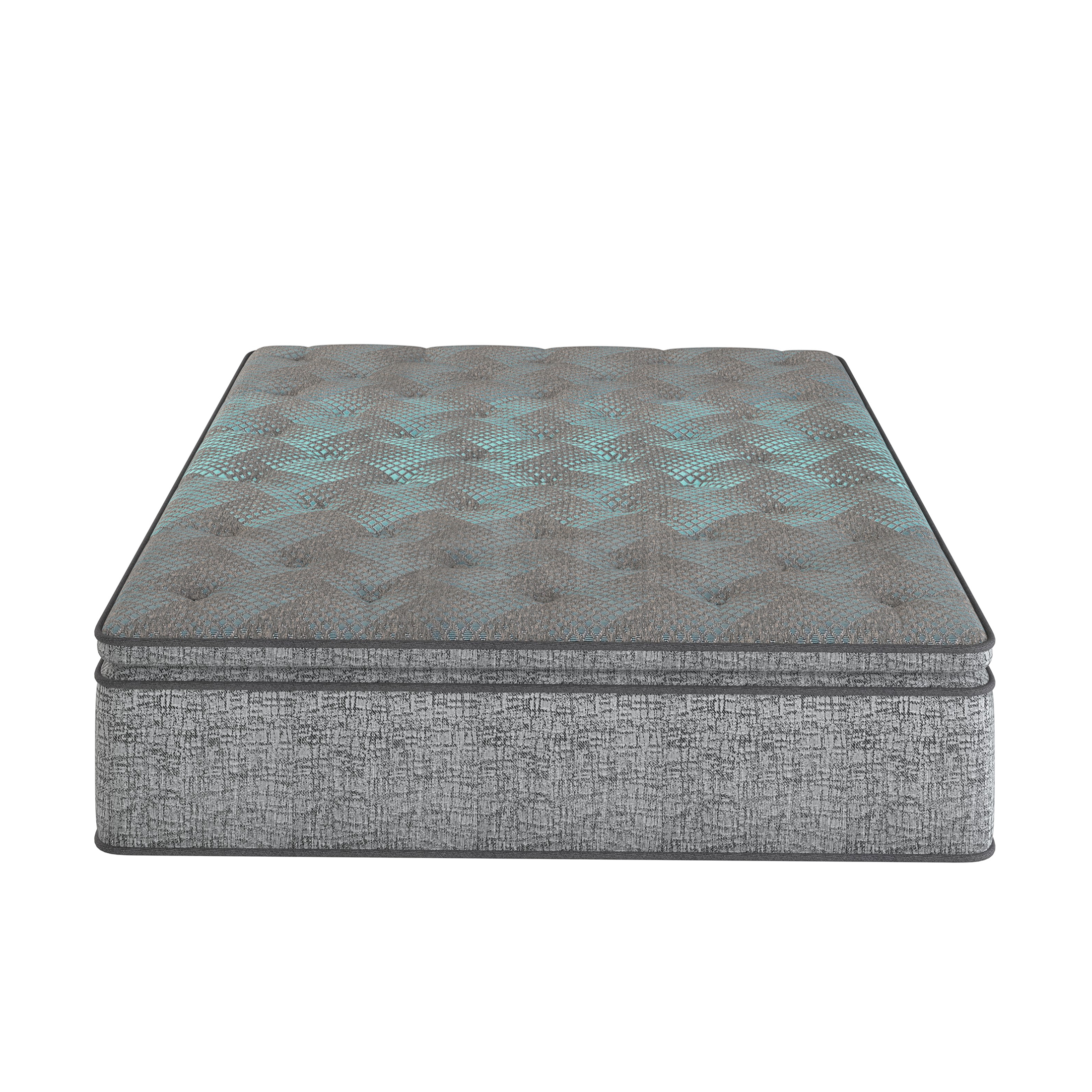 JERFIT 12" King Hybrid Mattress, Euro Top Plush with Cooling Gel Foam, Individually Pocketed Coils for Motion Isolation, Grey Blue