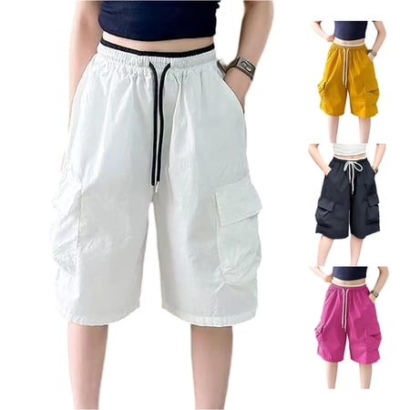 Shachafan Girls Cargo Shorts Girl s Lightweight Shorts Pants With Pockets Outdoor Streetwear Cargo Shorts For Kids Casual Sports Girls Leggings Tights