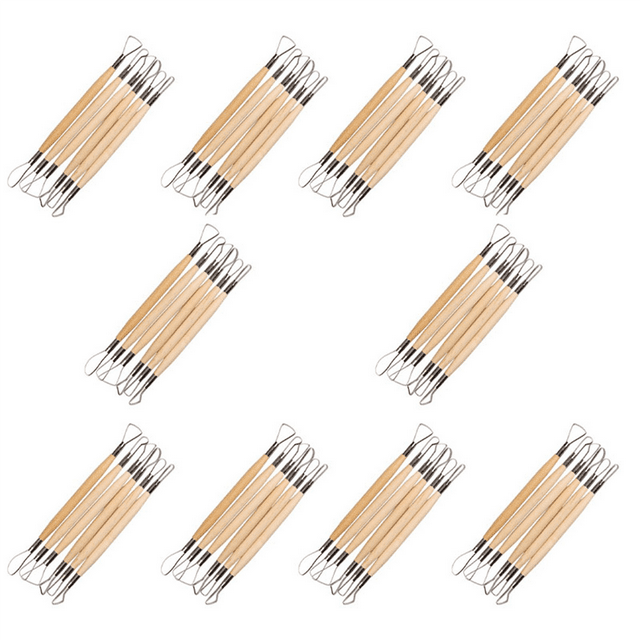60 Pcs Outil de sculpture Double Extrémité 8 Pouces Manche en Bois, sculpture Double Extrémité 60 x