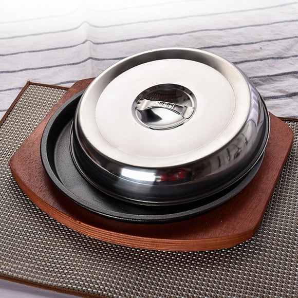 OULII 1 Set BBQ Dish Assorted Color Heat Conduction for Home Users with Wooden Metal Plate