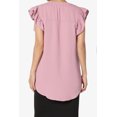 thumbnail image 2 of TheMogan Women's PLUS Ruffle Flutter Sleeve Split Neck Hi Low Hem Relaxed Blouse Top, 2 of 7