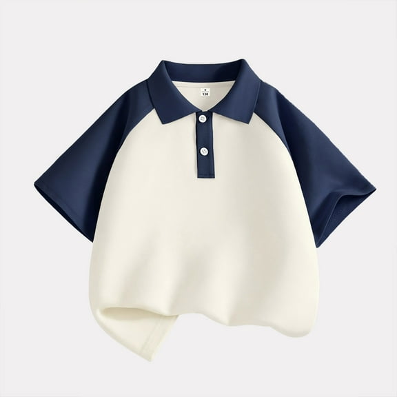 LIUYUNNN Kids Polo Shirts for Boys Short Sleeve Boy Navy Button down Shirt School Uniforms Casual Tops 5-6 Years Boy Shirts Size Boys Girls Four Seasons Outfits