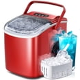 thumbnail image 2 of Countertop Portable Ice Maker Machine with Handle, 9 Bullet-Shaped Ice Cubes Ready in 6 Mins, 26Lbs/24H, Self-Cleaning Function with Ice Scoop and Basket for Home/Kitchen/Party (Red), 2 of 4