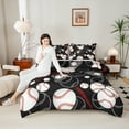 thumbnail image 4 of Homewish Teens Boys Sport Baseball 2pcs Bedding Comforter Set,Ball Game Twin Comforter Sets,Black White Breathable Bedding Set,Breathable Home Decor,Reversible, 4 of 8