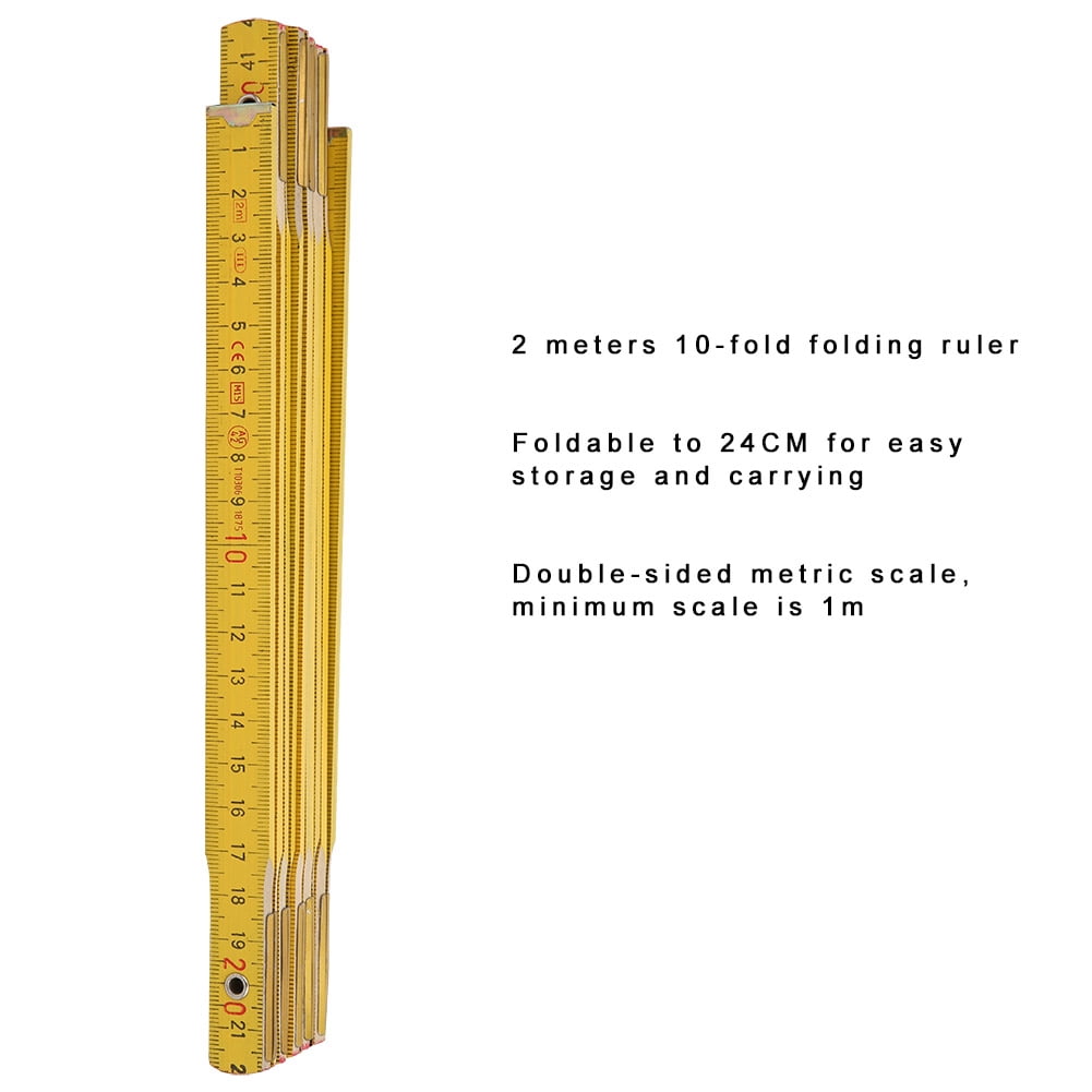 Portable Carpenter's Yardstick Wooden Folding Ruler