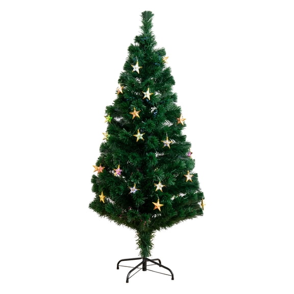 Nearly Natural 5ft. Pre-Lit Fiber Optic Artificial Christmas Tree with 60 Colorful Star-Shaped LED Lights