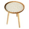 thumbnail image 4 of Tnarru Side Table, Bedside Table, End Table, Multifunctional Open Design Tea Table with Shell Inlays for Proch, Bedroom, Balcony, Indoor White Leaves 50cm, 4 of 8