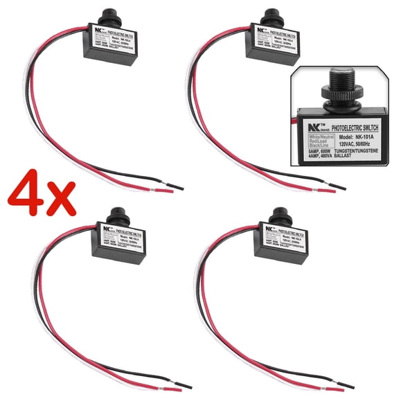 4x Photoelectric Photocell Dusk to Dawn Button Flush Mount Photo Control Switch