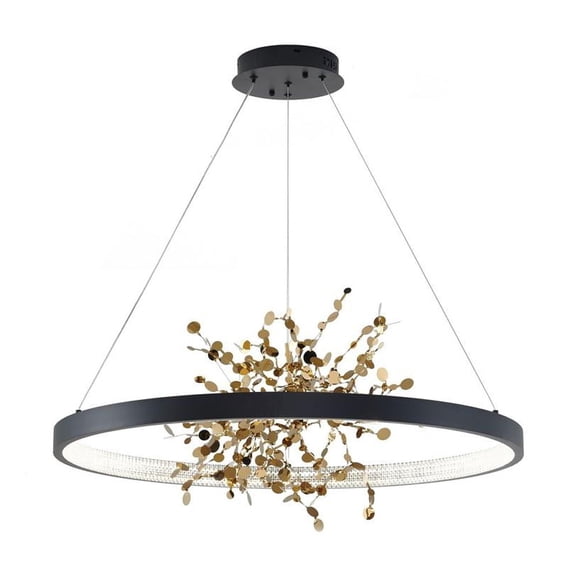 Bethel International LED Chandelier Sand Black Aluminum & Acrylic