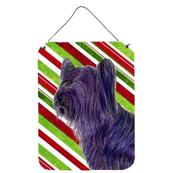 Skye Terrier Candy Cane Holiday Christmas Wall or Door Hanging Prints