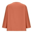 thumbnail image 6 of Dazajoo Women's Linen Shirt Button Down V Neck Solid Dressy Blouse 3/4 Sleeves Casual Loose Fit Tunic Tops Summer T Shirts,Orange,XL, 6 of 7