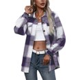 thumbnail image 2 of KOMOO Women Autumn Blouses Plaid Turn-Down Collar Button-Open Loose Shirts Long Sleeves Shirt Tops, 2 of 5