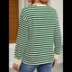 thumbnail image 4 of Tops Tipo Túnica para Mujer, Camisas A Rayas de Larga, Tops de Cuello Redondo Verde Oscuro M, 4 of 8
