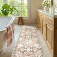 thumbnail image 2 of MeyJey Boho Indoor Hallway Runner Rug 2'x10', Oriental Non Slip Machine Washable Area Rug Distressed Vintage Floor Carpet for Bedroom Kitchen Dinning/Living/Laundry Room, Cream/Orange, 2 of 14