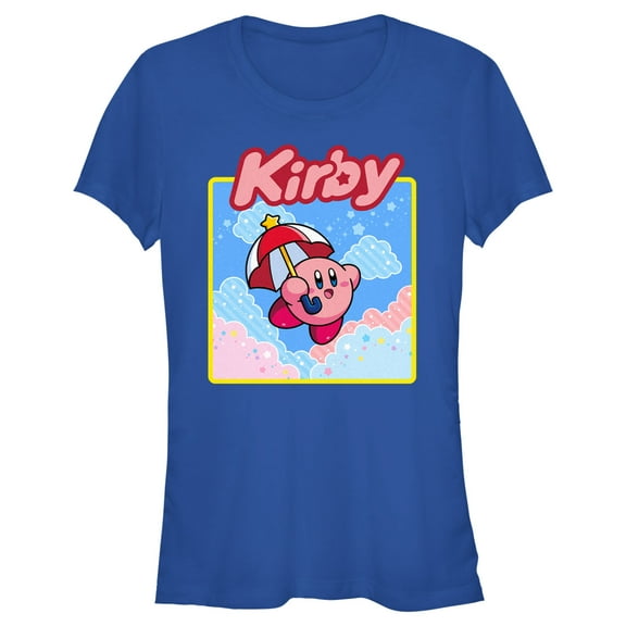 Junior's Nintendo Kirby Flying Portrait Graphic Tee Royal Blue Small