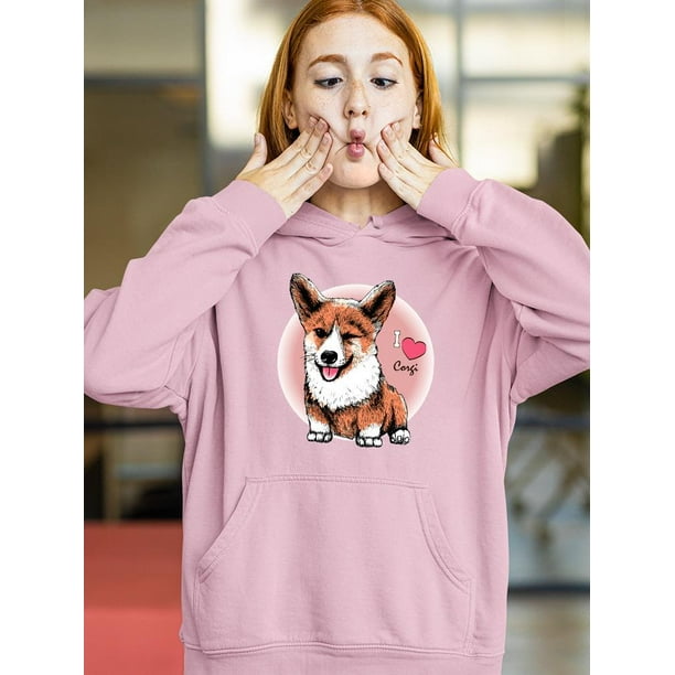 Corgi Smile I Heart Corgi Hoodie Women Image by Shutterstock Female 4X Large Walmart Business Supplies