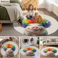 thumbnail image 5 of Funny Pig Round Area Rug 5Ft Washable Circle Rugs for Living Room Bedroom, Rainbow Abstract Animals Non-Slip Carpet Floor Mats Indoor Outdoor Carpet Runner Aesthetic Home Decor, 5 of 8