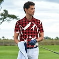 thumbnail image 3 of Honeii Christmas Buffalo Plaid print Polo Shirt, a classic short-sleeved, button-down golf shirt designed for menMedium, 3 of 6