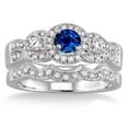 thumbnail image 2 of 1.5 Carat Sapphire and Diamond Halo Bridal Set on 10k White Gold, 2 of 2
