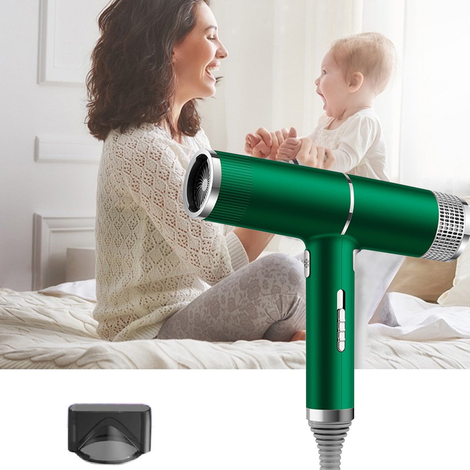 Travel Hair Dryer, 800W High Power, Ionic Conditioning for Frizz-Free Hair, with Curly Hair Styling Nozzle, Compact Design, 110V, Suitable for Normal & Curly Hair, Fast Drying