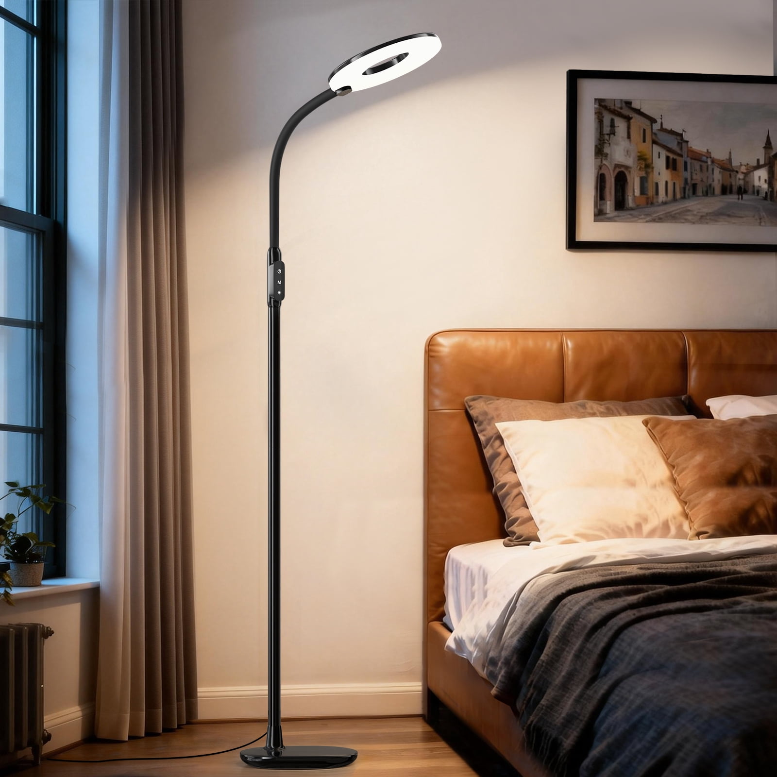 NATYSWAN LED Floor Lamp ,Modern Black Tall Standing Lamp for Living Room, Bedroom,70in Dimmable Floor Reading Light with 3 Color Temperatures&Gooseneck&Touch Control
