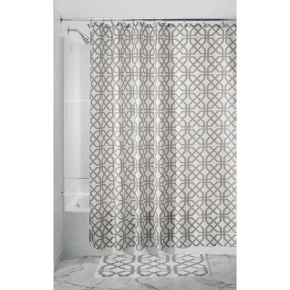 InterDesign Trellis Fabric Shower Curtain, Standard, 72" x 72", Stone