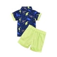 thumbnail image 5 of Fesfesfes Toddler Uniform Suits for Boys Fashion Short Sleeve Shirts with Shorts Sets Dinosaur Print Retro Shorts Back to School Suits, 5 of 9