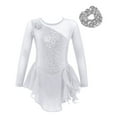 thumbnail image 2 of Yanarno Robe de Patinage Artistique à Sequins pour Filles, Robe de Danse Lyrique en Maille, Jupe de Gym, Justaucorps Blanc 6, 2 of 7