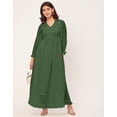 thumbnail image 2 of Moomaya Elegant Solid Long Sleeve Dress - V Neck, Empire Waist, Evening Wear, 2 of 9
