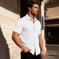 thumbnail image 3 of Kixjoy Short Sleeve Shirts for Men Big and Tall Button Down Spring T Shirts Casual Collared Dress Shirts Basic Fashion Cozy Sweater with Pockets, White M, 3 of 5