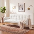 thumbnail image 2 of FFZ 69 Inch Soft Teddy Fleece Adjustable Sofa Bed with Pull-Out Lounge, 69 x 31.3 x 30.7 inch, Beige, 2 of 9