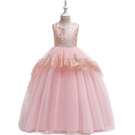 

Juebong Infant Baby Girls Gifts Kids Girls Long Bronzing Print Gauze Princess Pageant Gown Party Evening Dress