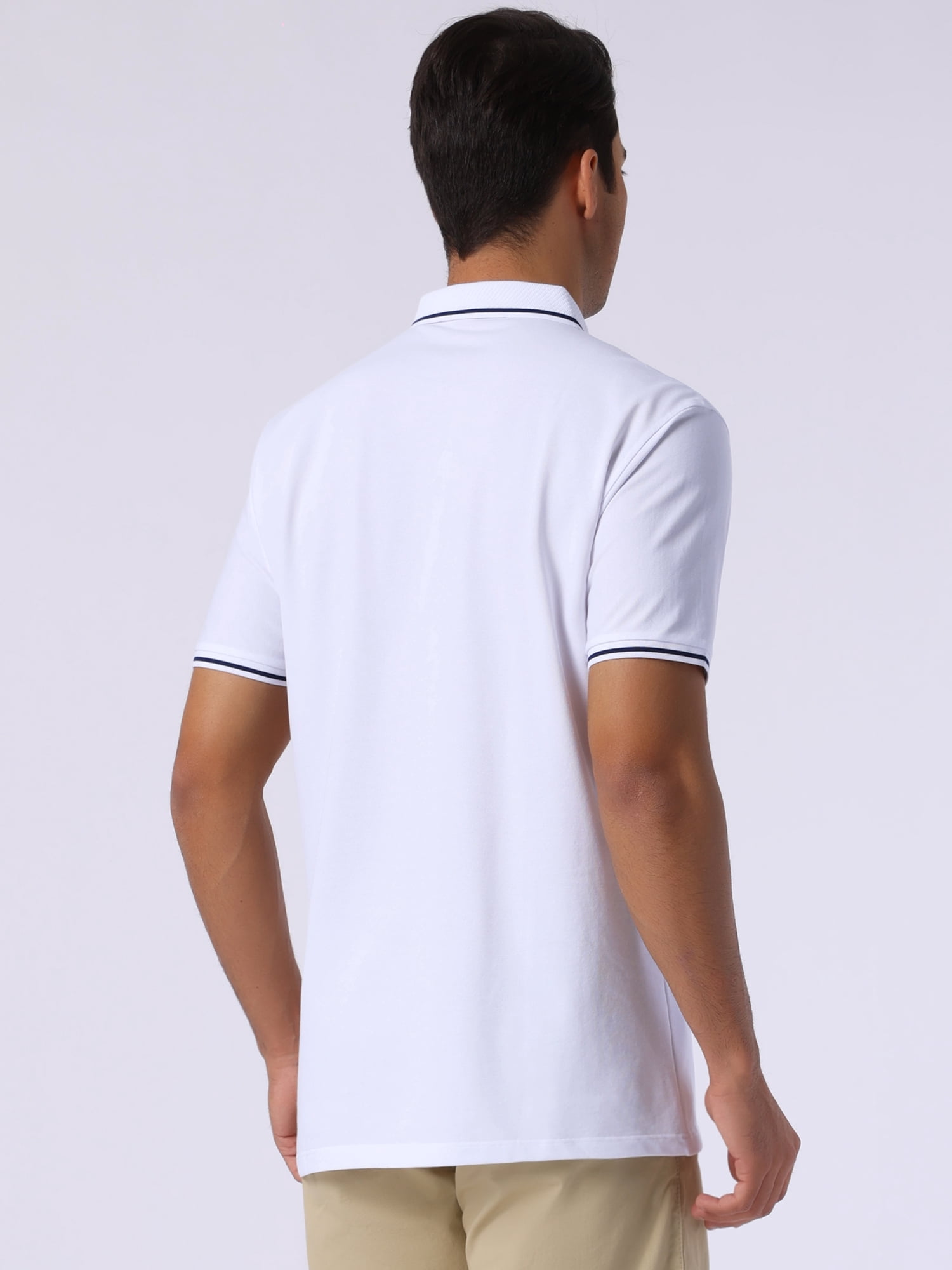 DARING DIVA Men's Polo Short Sleeves Classic Fit Business Summer Golf Shirt S White