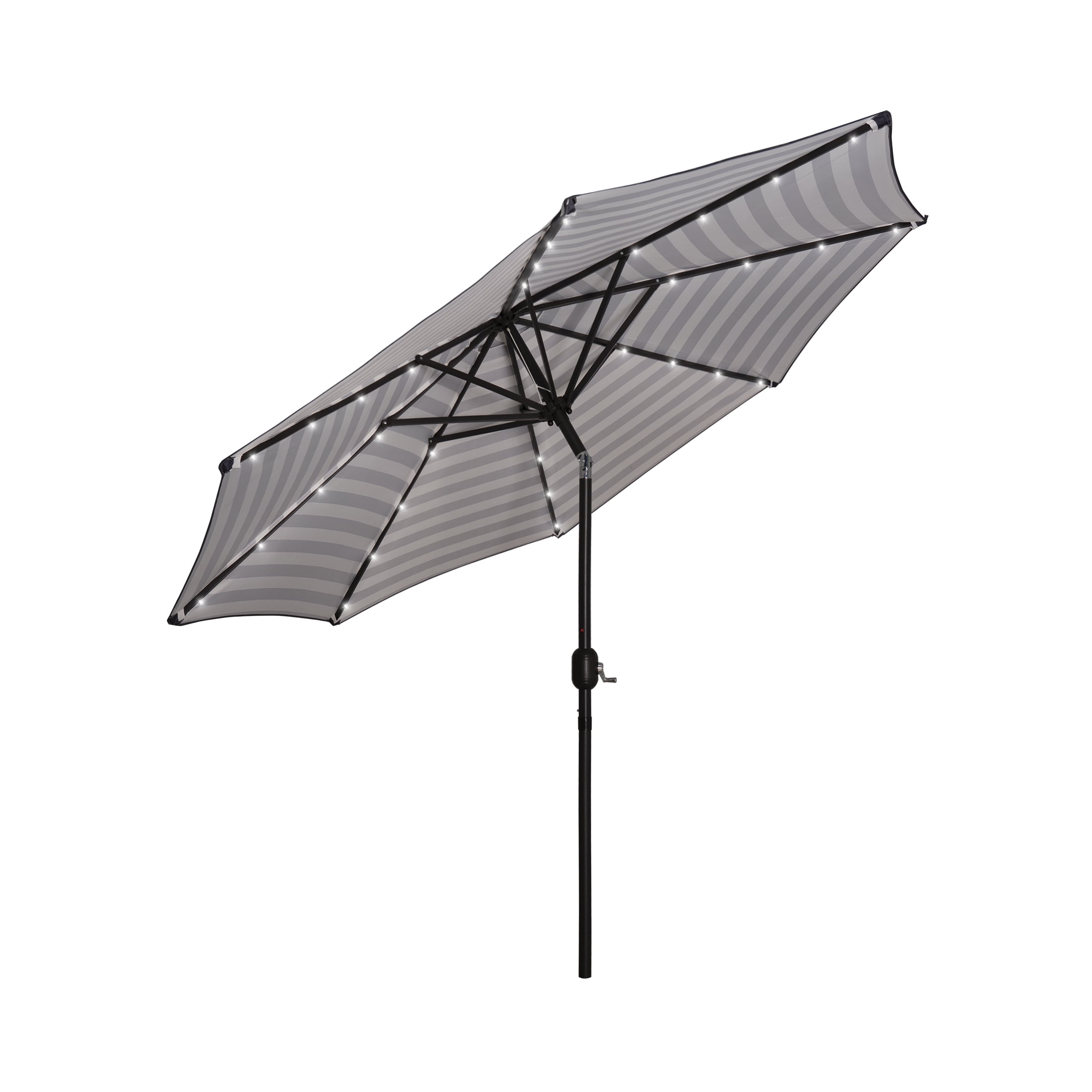 Westin Outdoor 9.5" Black and White Striped Octagon Lighted Patio Umbrella with UV Resistant