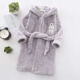 thumbnail image 2 of Children's Plush Coral Fleece Bathrobe,Cozy Hooded Robe with Belt,Cute Print,for Kids Toddlers 2-12 Years,Warm After-Bath Loungewear Toddler Pajamas Gibobby,Grey,Size 7-8T, 2 of 7
